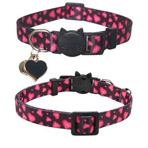 Lamphyface 3 Pack Valentine's Day Cat Collar with Bell Breakaway Adjustable Love Heart