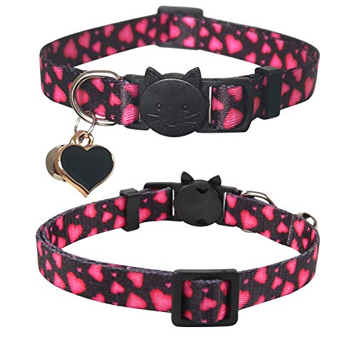 Lamphyface 3 Pack Valentine's Day Cat Collar with Bell Breakaway Adjustable Love Heart