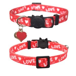 Lamphyface 3 Pack Valentine's Day Cat Collar with Bell Breakaway Adjustable Love Heart