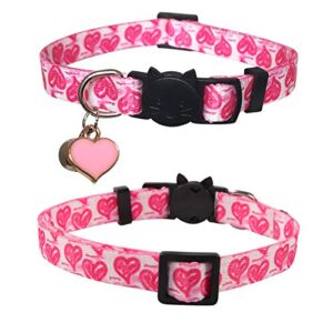 Lamphyface 3 Pack Valentine's Day Cat Collar with Bell Breakaway Adjustable Love Heart