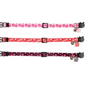 Lamphyface 3 Pack Valentine's Day Cat Collar with Bell Breakaway Adjustable Love Heart