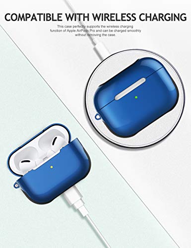 AirPods Pro Case Cover with Lanyard, Luxurious AirPod Pro Cover Hard Shell, Plastic + Silicone 2 in 1 AirPods Pro Skin, AirPos Protective Case for AirPod Pro Charging Case(Royal Blue)