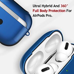 AirPods Pro Case Cover with Lanyard, Luxurious AirPod Pro Cover Hard Shell, Plastic + Silicone 2 in 1 AirPods Pro Skin, AirPos Protective Case for AirPod Pro Charging Case(Royal Blue)