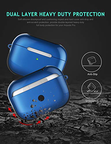 AirPods Pro Case Cover with Lanyard, Luxurious AirPod Pro Cover Hard Shell, Plastic + Silicone 2 in 1 AirPods Pro Skin, AirPos Protective Case for AirPod Pro Charging Case(Royal Blue)