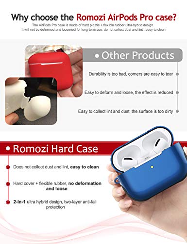 AirPods Pro Case Cover with Lanyard, Luxurious AirPod Pro Cover Hard Shell, Plastic + Silicone 2 in 1 AirPods Pro Skin, AirPos Protective Case for AirPod Pro Charging Case(Royal Blue)