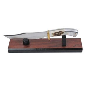 Treasure Gurus Natural Brown Wood Fixed Blade Knife Collection Display Stand Holder Rustic Cabin Home Decor