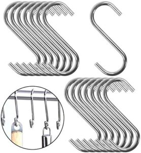 hongway 15 pack 2.75" s hooks for hanging, stainless steel metal heavy duty s hooks for kitchen pan-pot, outdoor hanging plants, wardrobe, bathroom, bedroom, and office