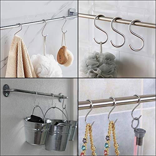 HongWay 15 Pack 2.75" S Hooks for Hanging, Stainless Steel Metal Heavy Duty S Hooks for Kitchen Pan-Pot, Outdoor Hanging Plants, Wardrobe, Bathroom, Bedroom, and Office