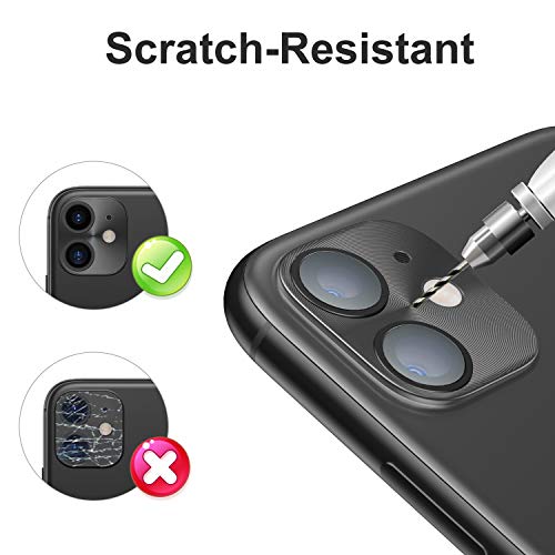 for iPhone 11 Camera Lens Protector - [2 Pack] Uniwit Premium Aluminum Alloy Back Rear Camera Lens Screen Cover Case Shield - Black