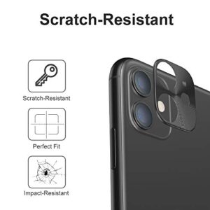 for iPhone 11 Camera Lens Protector - [2 Pack] Uniwit Premium Aluminum Alloy Back Rear Camera Lens Screen Cover Case Shield - Black