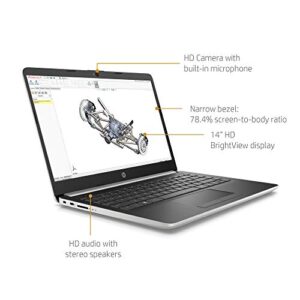 HP 2020 14" Laptop Computer/Intel Celeron N4000 up to 2.6GHz/ 4GB DDR4 RAM/ 64GB eMMC/ 802.11ac WiFi/Bluetooth 4.2/ Intel UHD Graphics 605/ Office 365 Personal 1-Year/Natural Silver/Windows 10