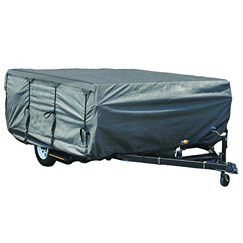 GEARFLAG Pop-up Folding Camper Cover Reinforced Windproof Side-Straps Fits 12'-14', Anti-UV Water-Resistance Heavy Duty Triple Layers for Trailer RV (Fits 12' - 14')