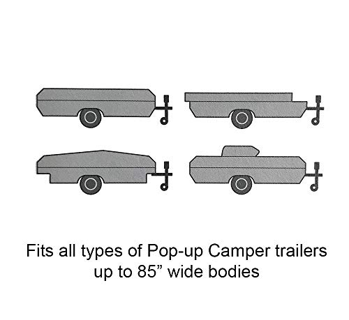 GEARFLAG Pop-up Folding Camper Cover Reinforced Windproof Side-Straps Fits 12'-14', Anti-UV Water-Resistance Heavy Duty Triple Layers for Trailer RV (Fits 12' - 14')