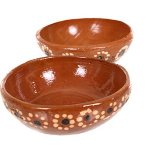 EMATIK Salsero de Barro 2 Single Salsa Bowls Traditional Clay Artisan Artezenia Made in Mexico Condiment Garnish Serving Bowls