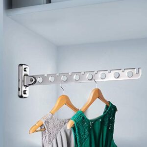 Laundry Hanger Dryer Rack Wall Mount Clothes Hanger Laundry Room Hooks Wall Mounted Clothes Rack Stainless Steel Collapsible Hangers for Clothes laundry clothes hanger rack Folding Hanger Rack 2 Pack