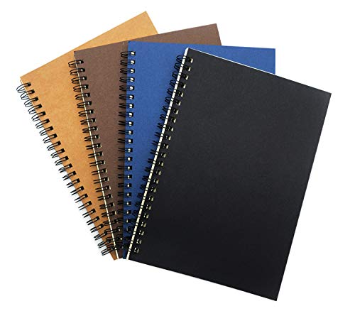 Spiral Notebook, 4 Pcs A5 Craft Softcover 8mm Ruled 4 Color 60 Sheets -120 Pages Journals for Study and Notes (A5-4 Color Lined)