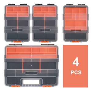 CASOMAN Hardware & Parts Organizers, 4 Piece Set Toolbox, Compartment Small Parts Organizer, Versatile and Durable Storage Tool Box