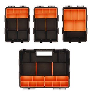 CASOMAN Hardware & Parts Organizers, 4 Piece Set Toolbox, Compartment Small Parts Organizer, Versatile and Durable Storage Tool Box