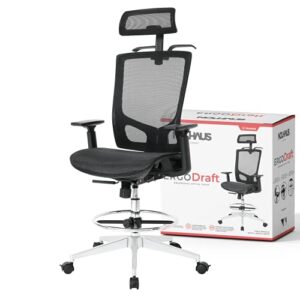 nouhaus ergodraft – ergonomic draft chair, computer chair and office chair with headrest. rolling swivel chair with wheels (black)