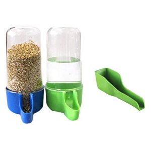 SEIS 3 Pack Bird Water Dispenser with Spoon Small Animal Foods Bowl Mynah Bottle Parrot Drinking Fountain 50ML/200ML Automatic Feeder Random Color (200 ML)