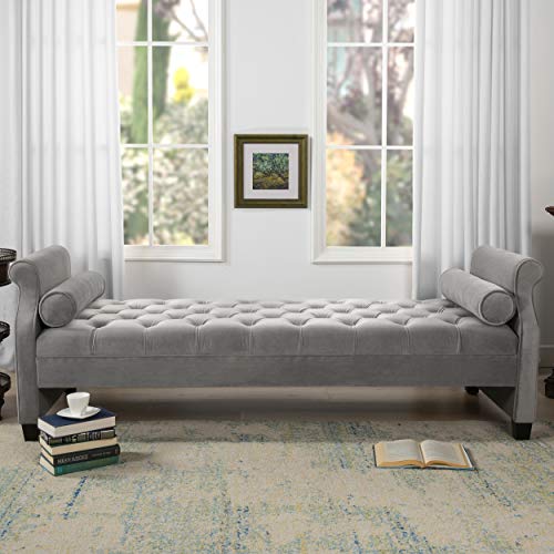 Jennifer Taylor Home Hilary Sofa Bed with Bolster Pillows, Opal Grey