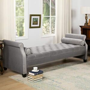 Jennifer Taylor Home Hilary Sofa Bed with Bolster Pillows, Opal Grey