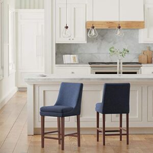 Amazon Brand – Stone & Beam Elise Upholstered Counter-Height Barstool, 38.6"H, Midnight Blue