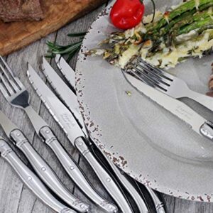 Laguiole 8-Piece Stainless Steel Forks & Steak Knife Set – 4 Steak Knives & 4 Steak Forks Silverware Set – Smooth Cut Serrated Knife Blade – Dishwasher Safe, Luxurious Steak Knives and Fork Set