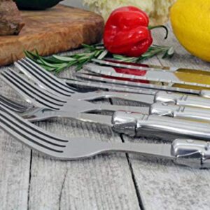 Laguiole 8-Piece Stainless Steel Forks & Steak Knife Set – 4 Steak Knives & 4 Steak Forks Silverware Set – Smooth Cut Serrated Knife Blade – Dishwasher Safe, Luxurious Steak Knives and Fork Set