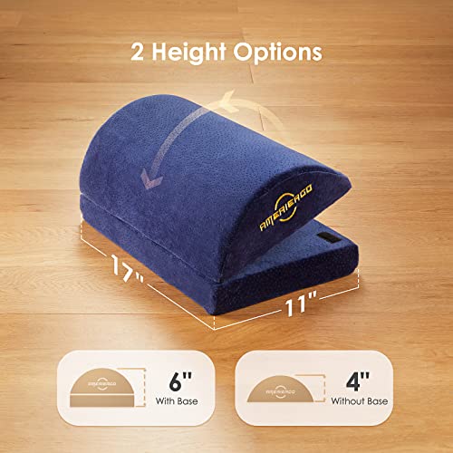 Foot Rest for Under Desk at Work, Ergonomic Memory Foam Foot Stool Cushion for Home Office, Gaming, Computer - Adjustable 2 Heights Under Desk Footrest with Breathable Washable Cover by AMERIERGO
