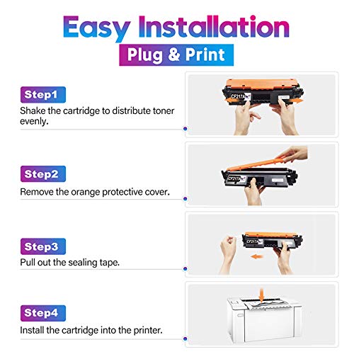 ONLYU Compatible Toner Cartridge Replacement for HP 17A CF217A Toner Cartridge 217A with Chip for HP Laserjet Pro MFP M102w M130fw M130nw M130fn M130a M102a M130 M102 Laser Printer Ink(4 Packs, Black)
