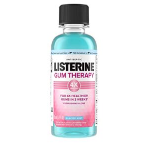 listerine gum therapy antiplaque & anti-gingivitis mouthwash, antiseptic oral rinse helps reverse signs of early gingivitis, ada accepted, tsa-compliant travel-size, glacier mint, 95 ml (pack of 6)