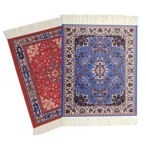 kotoyas rug mouse pad, 2 pack woven rug bohemian carpet mouse pad for table décor