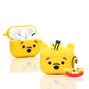 zahius airpods pro silicone case funny cover compatible for apple airpods pro[3d cartoon pattern][designed for kids girl and boys][honey winnie pooh]
