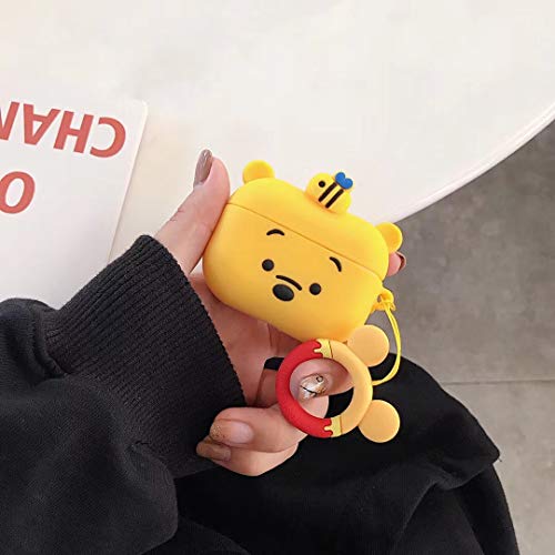 ZAHIUS Airpods Pro Silicone Case Funny Cover Compatible for Apple Airpods Pro[3D Cartoon Pattern][Designed for Kids Girl and Boys][Honey Winnie Pooh]