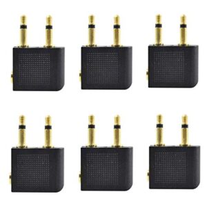 jzk 6 x golden plated 3.5mm jack airline airplane flight adapters airline flight adaptors for headphones