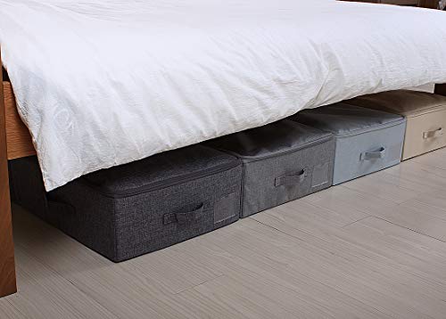 iwill CREATE PRO Ultra Large Under Bed Storage Organizer Box with Lid, Folding Design with 6 Handles, Beige