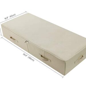 iwill CREATE PRO Ultra Large Under Bed Storage Organizer Box with Lid, Folding Design with 6 Handles, Beige