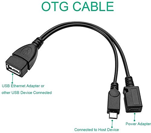 OTG Cable for TV Stick 4K/Max/Lite/Cube, Playstation Classic, SNES Mini, Micro USB Host OTG Adapter with Power (2-Pack)