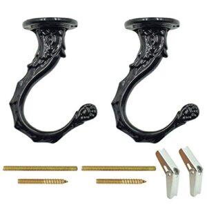 hxchen 65mm/2.6" ceiling hooks - heavy duty swag hook with steel screws bolts and toggle wings for hanging plants ceiling installation cavity wall fixing black - (2 sets)