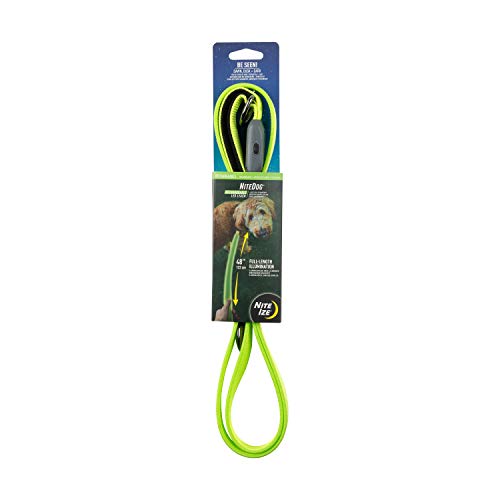 Nite Ize NiteDog Rechargeable LED Leash, USB Rechargeable 5 Foot Light Up Dog Leash w/Padded Handle, Lime