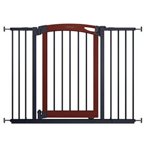 summer essex craft safety baby gate, solid wood cherry stain arched doorway and charcoal gray metal frame – 30” tall, fits openings up to 28” to 42” wide, baby and pet gate for doorways and stairways