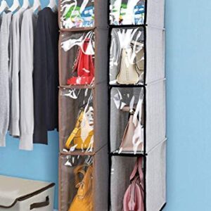 WOWCASE Hanging Handbag Organizer Breathable Cotton Linen Fabric Closet Purse Storage Bag with Clear Dust Proof Cover (Grey)