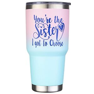 zipe 30 oz stainless steel vacuum insulated tumbler - you're the sister i got to choose tumbler with lid, steel straws & brush - coffee travel mug for women for cold drinks & hot beverages