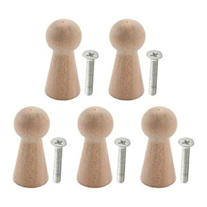 MroMax Wooden Coat Hooks Wall Mount - Vintage Single Organizer Hangers Handmade Craft Rack Pack of 5pcs