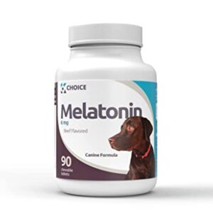 K9 Choice Melatonin for Dogs, 6mg - 90 Beef Flavored Chewable Tablets for Small to Large Dogs