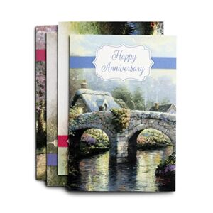 dayspring - happy anniversary - thomas kinkade - painter of light - 4 design assortment with scripture - 12 boxed cards & envelopes (j1035)