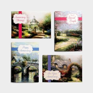 DaySpring - Happy Anniversary - Thomas Kinkade - Painter of Light - 4 Design Assortment with Scripture - 12 Boxed Cards & Envelopes (J1035)