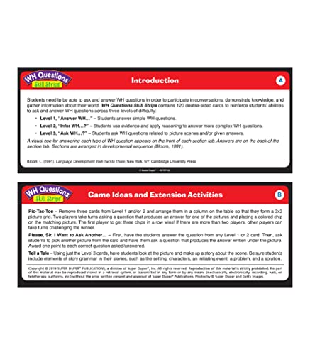 Super Duper Publications | WH Questions Skill Strips® Photo Cards | Educational Learning Resource for Children | Practice Expressive and Receptive Language Skills