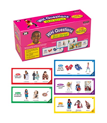 Super Duper Publications | WH Questions Skill Strips® Photo Cards | Educational Learning Resource for Children | Practice Expressive and Receptive Language Skills